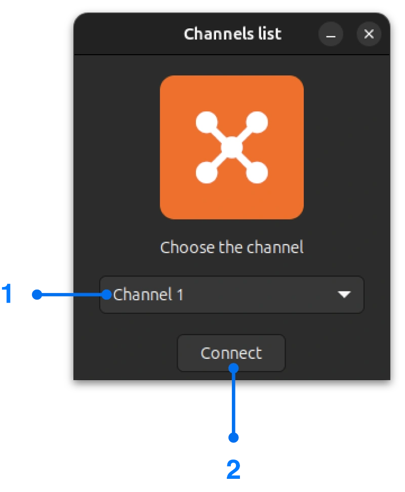 Channel selector window for Linux screen mirroring