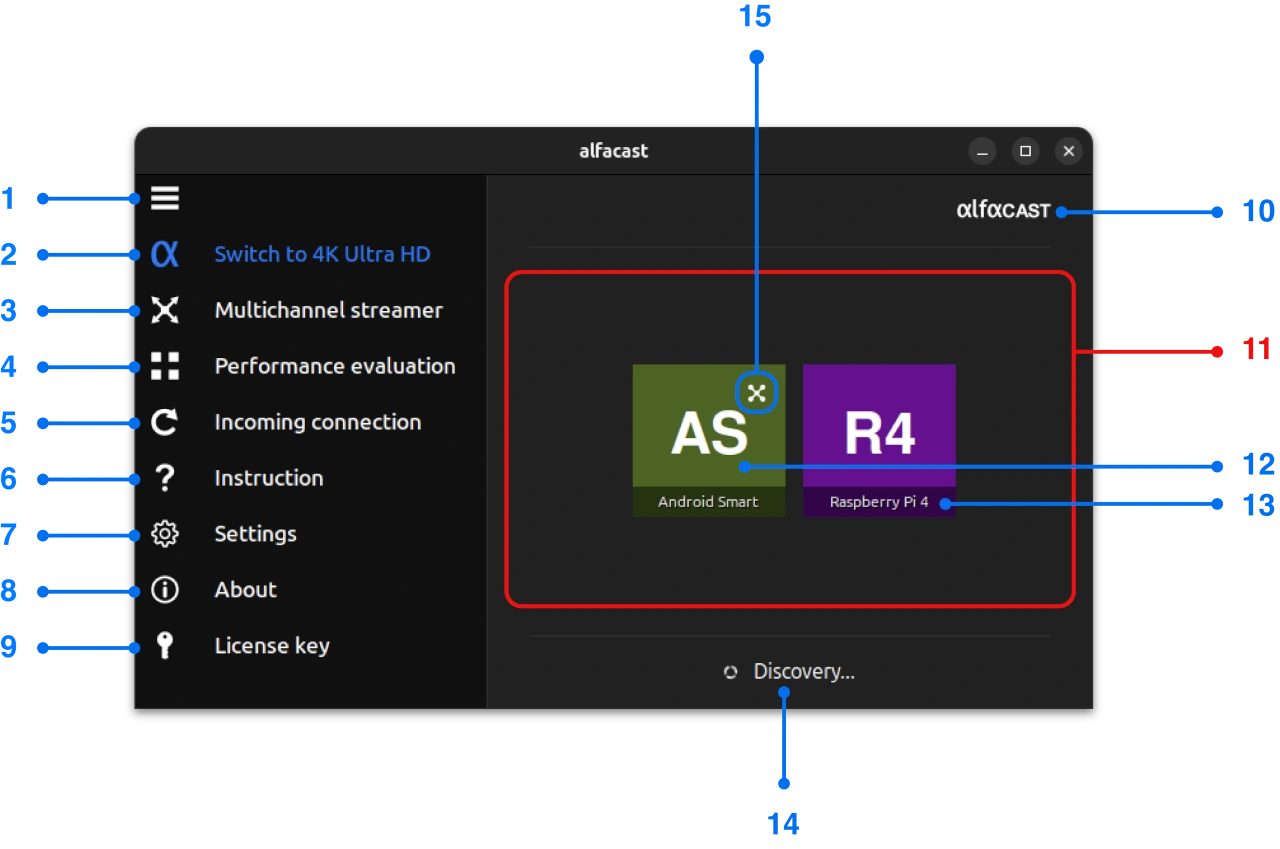 Linux screen mirroring main app window
