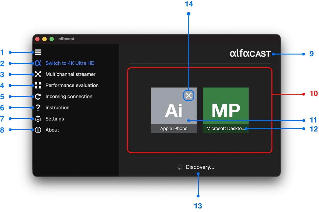 Mac screen mirroring main app window