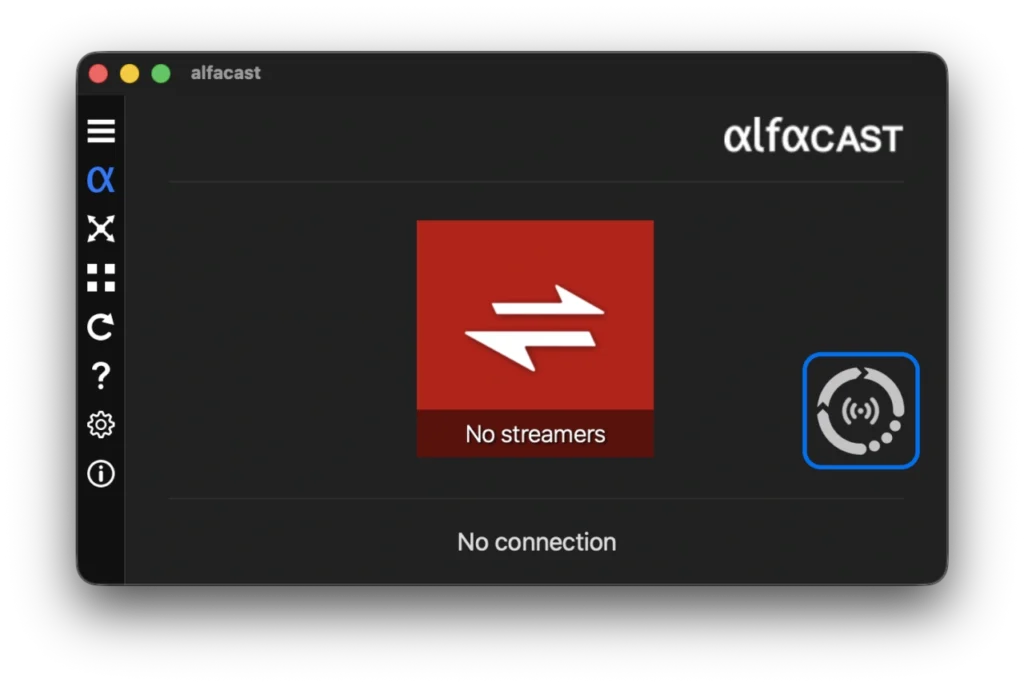 macOS alfacast screen mirror app mini status