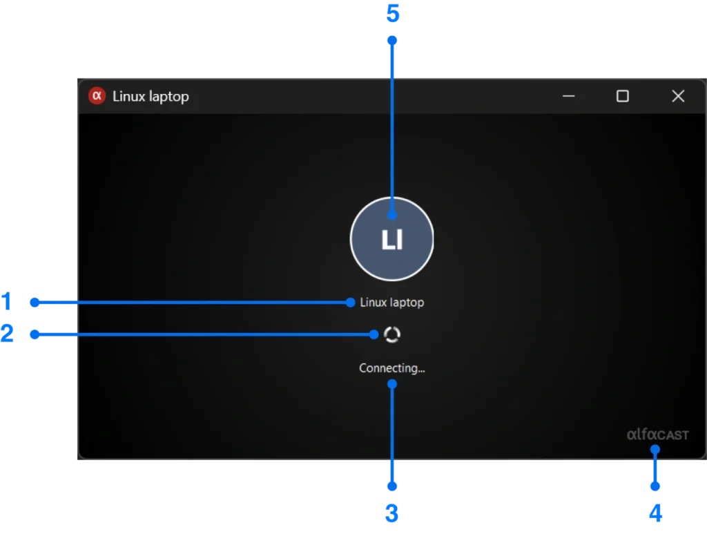Playback window in connection state for Windows screen mirroring