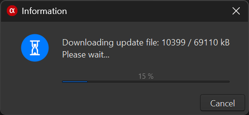 Downloading update for alfacast screen mirror app