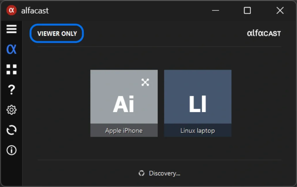 Viewer only mode for Windows screen mirroring
