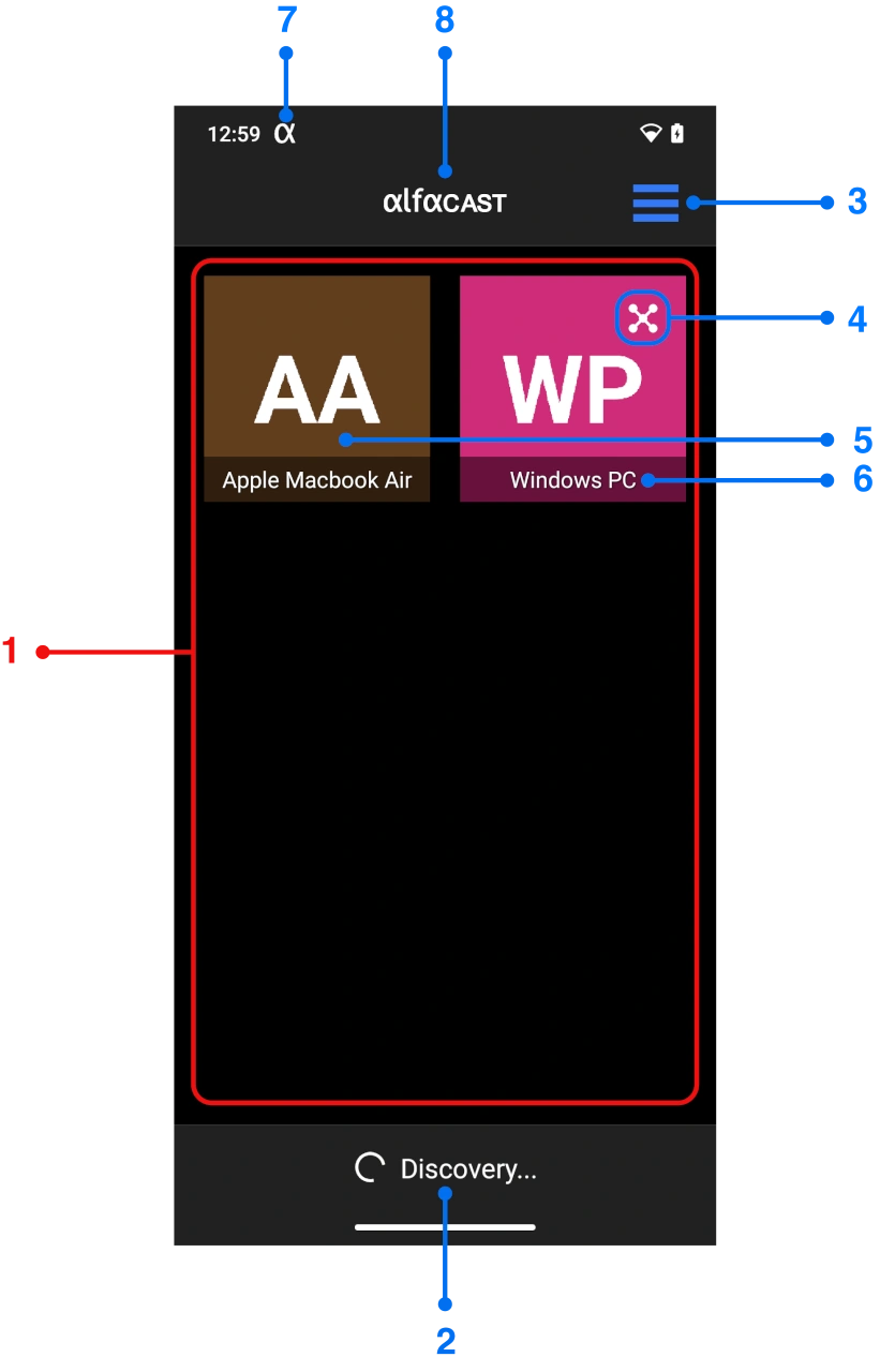 Android screen mirroring main app window