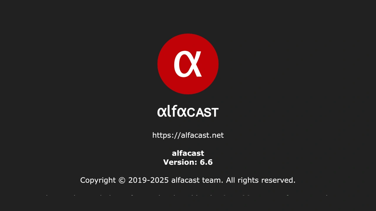 alfacast screen mirror app About window for Android TV