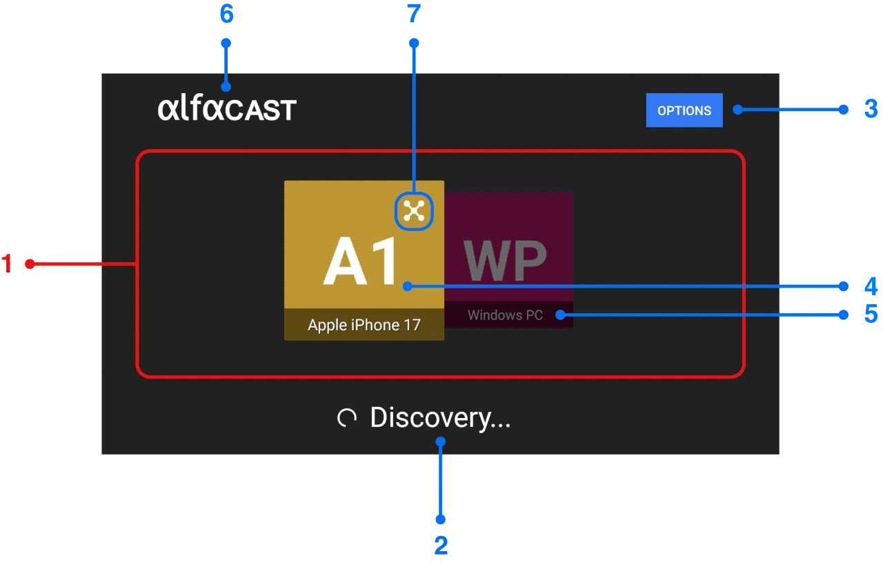 Android TV screen mirroring main app window