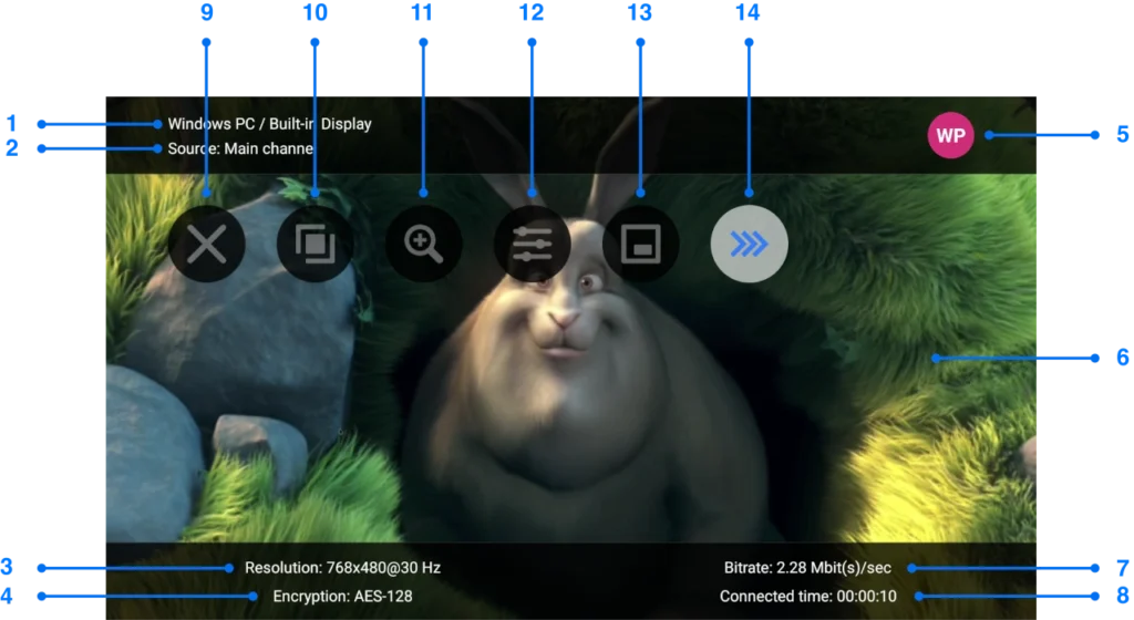Playback window in streaming state for Android TV screen mirroring