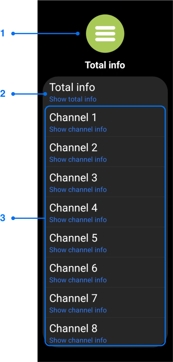 Multichannel selection menu for Wear OS screen mirroring