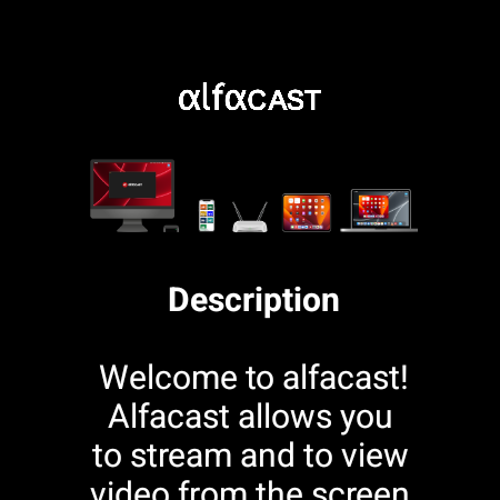 alfacast screen mirror app Instruction window for Wear OS