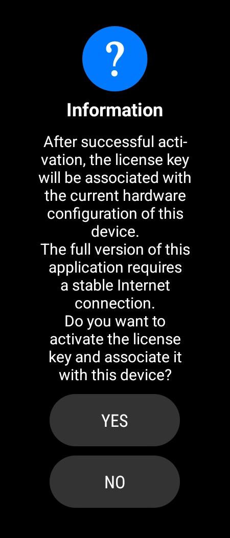 alfacast screen mirror app License info window for Wear OS