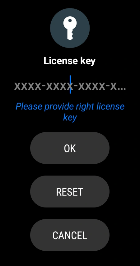 alfacast screen mirror app License key window for Wear OS
