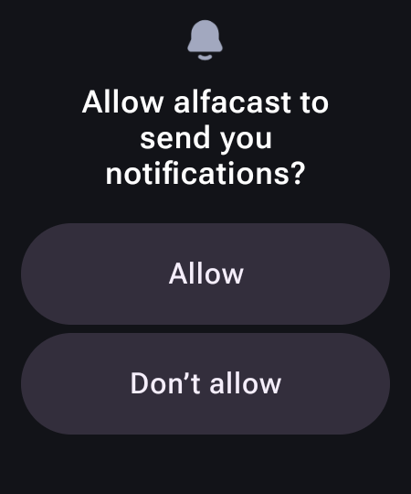 Wear OS screen mirroring app request notification permissions