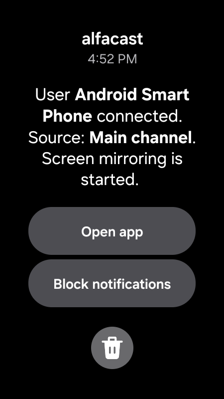 Wear OS screen mirroring app notifications
