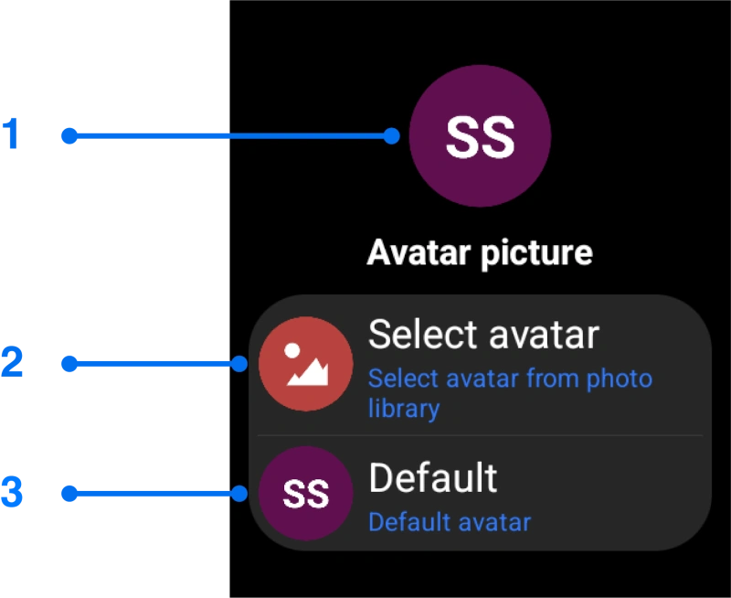 Avatar selection menu for Wear OS screen mirroring