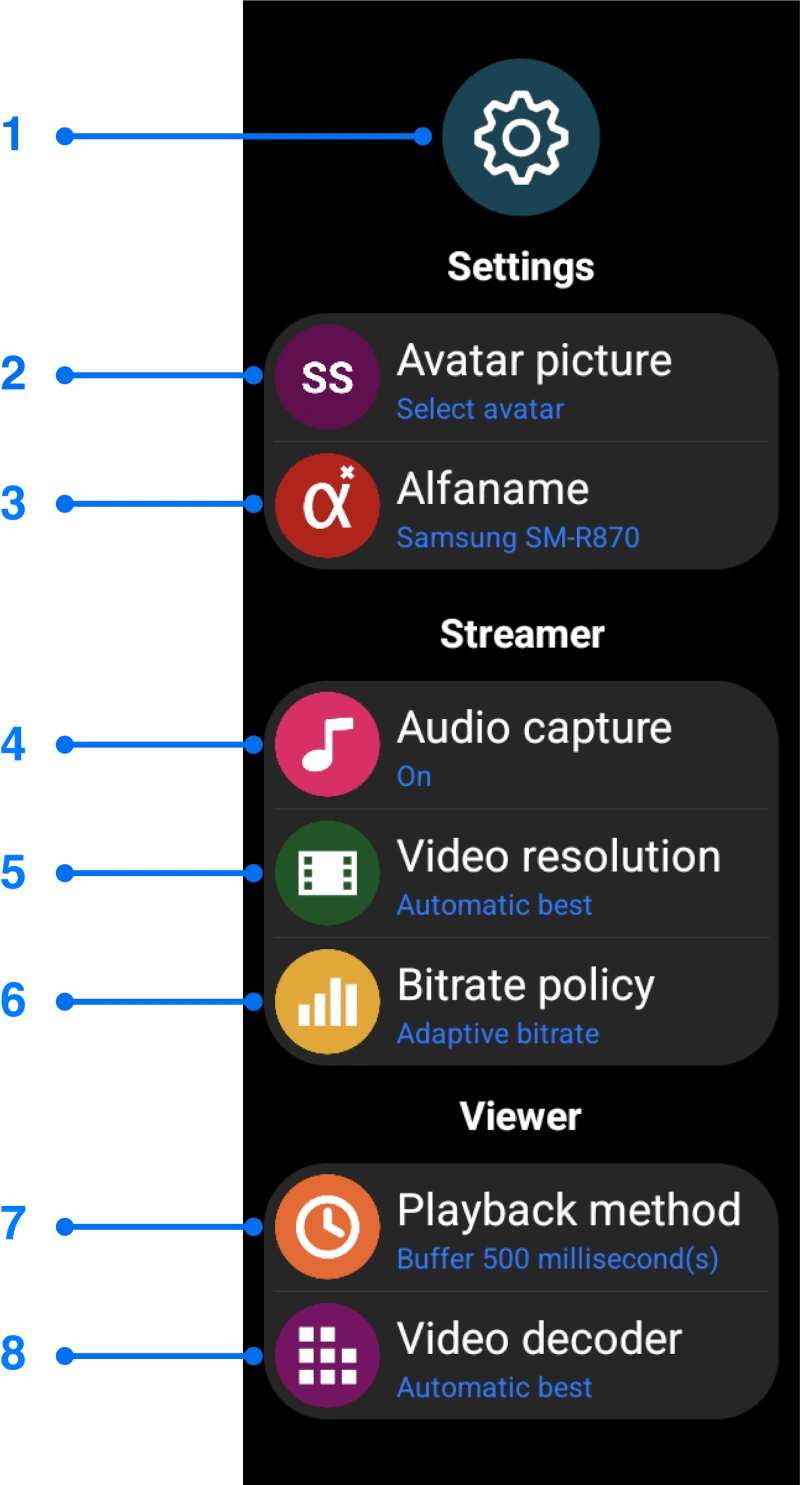 Settings window of Wear OS screen mirroring