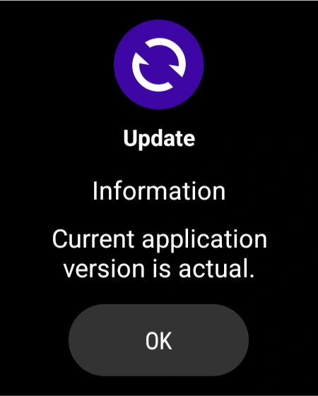 App update window for Wear OS screen mirroring