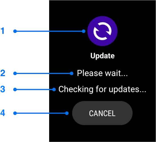 App checking update window for Wear OS screen mirroring