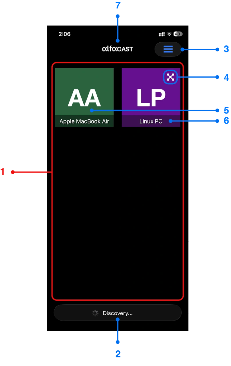iPhone screen mirroring main app window
