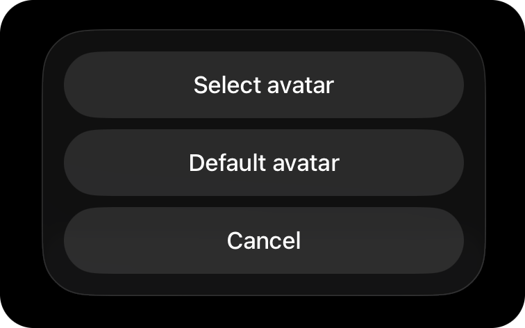 Avatar selection menu for iPhone screen mirroring