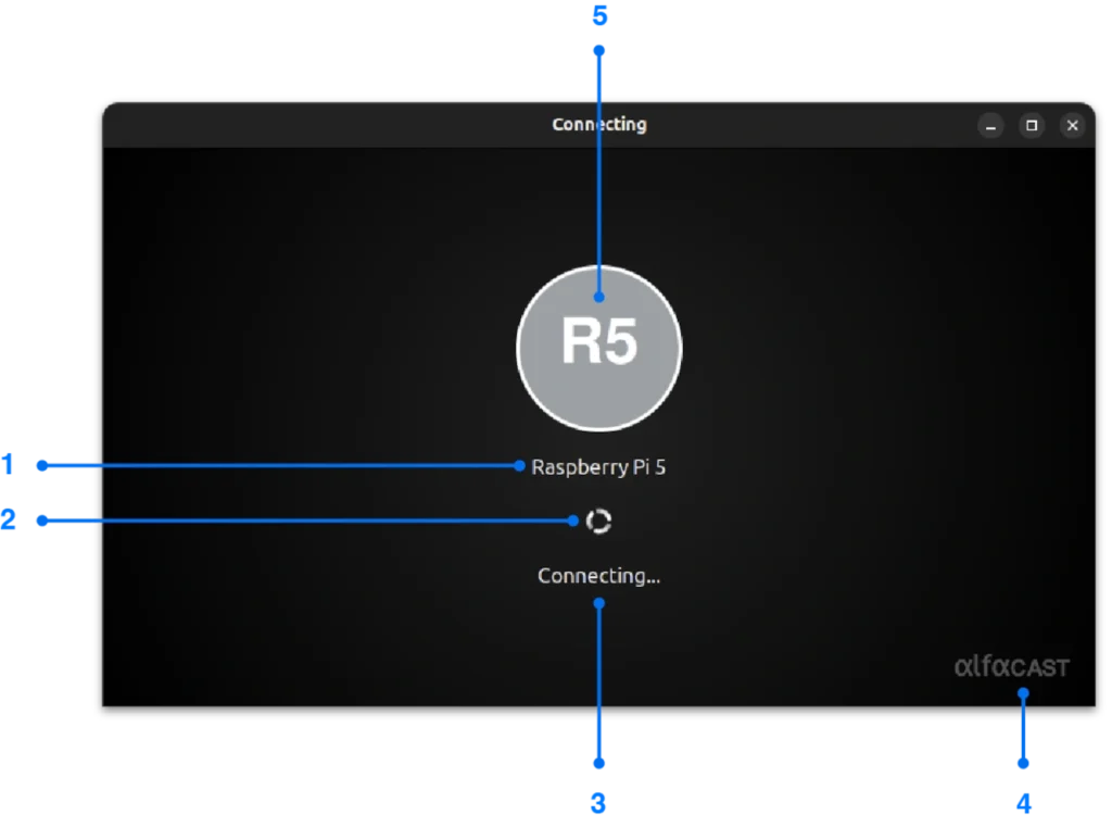 Playback window in connection state for Linux screen mirroring