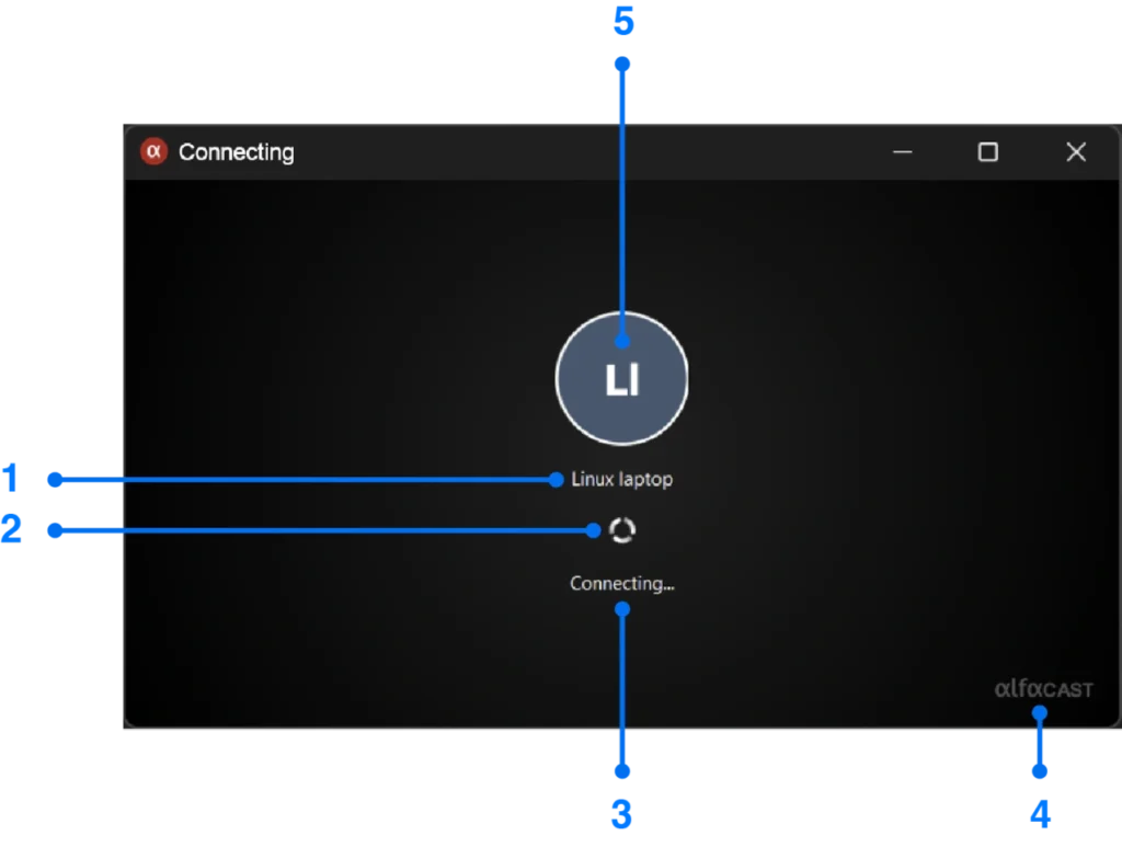 Playback window in connection state for Windows screen mirroring